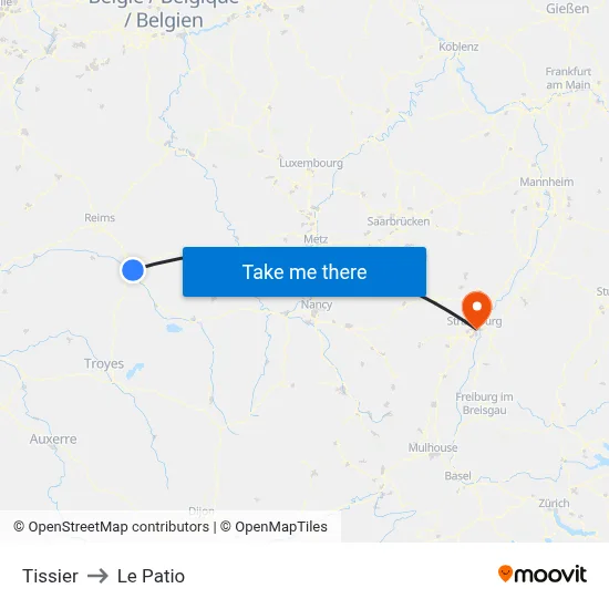 Tissier to Le Patio map