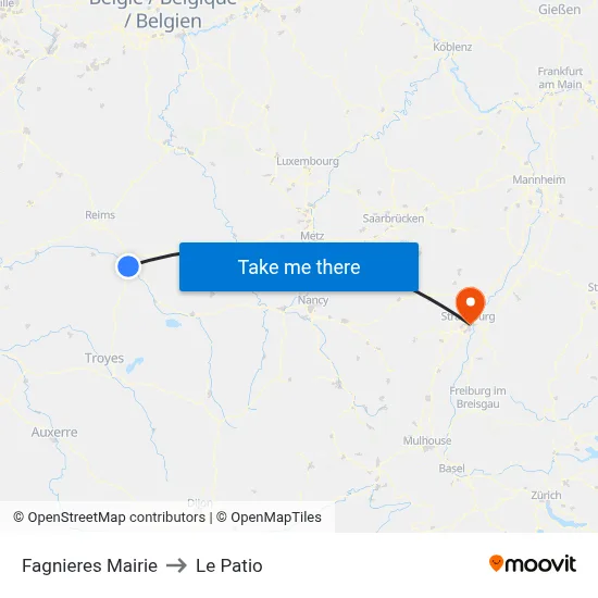 Fagnieres Mairie to Le Patio map