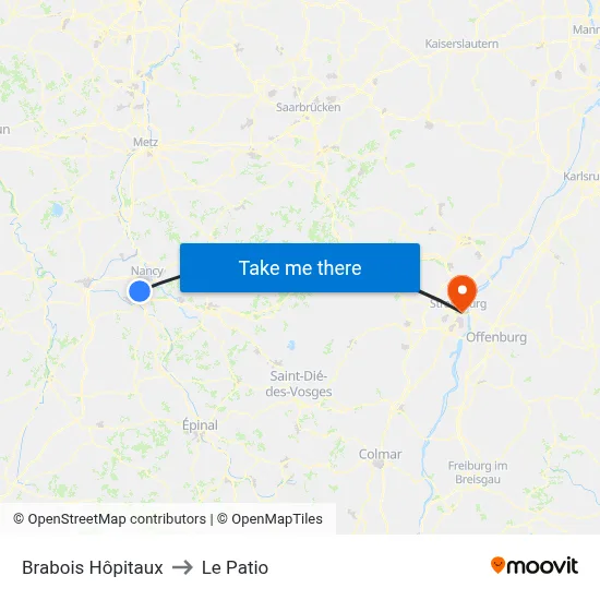 Brabois Hôpitaux to Le Patio map