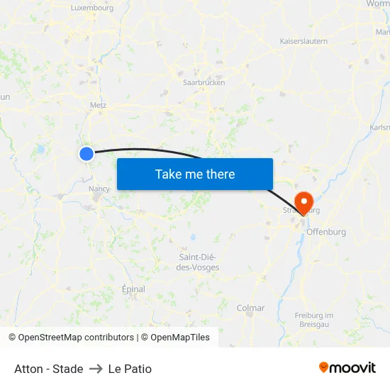 Atton - Stade to Le Patio map