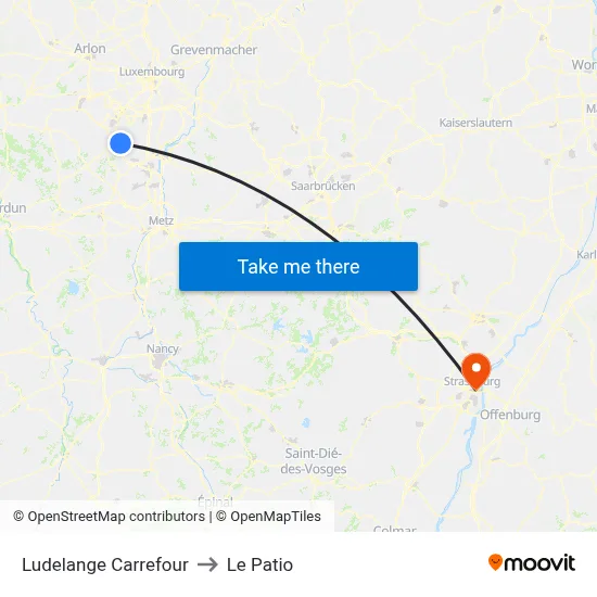 Ludelange Carrefour to Le Patio map