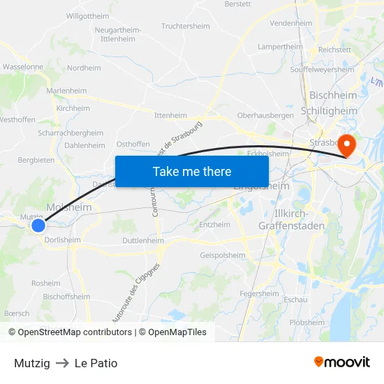 Mutzig to Le Patio map