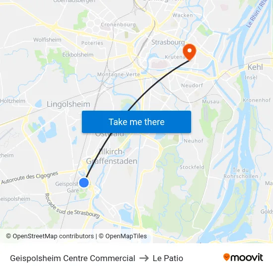 Geispolsheim Centre Commercial to Le Patio map