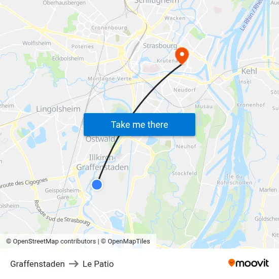Graffenstaden to Le Patio map
