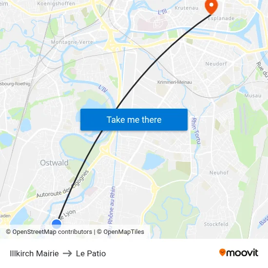 Illkirch Mairie to Le Patio map