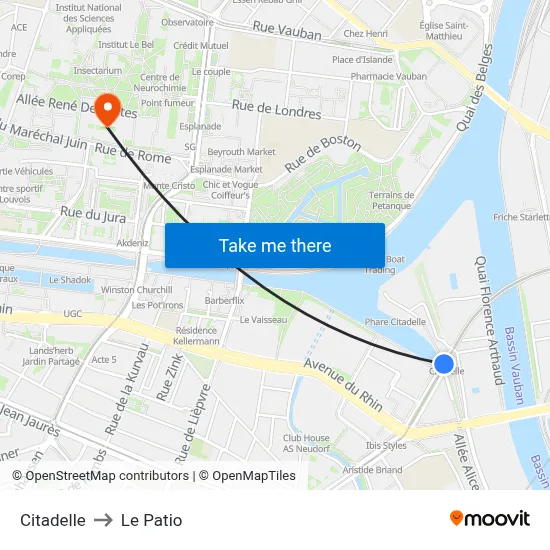 Citadelle to Le Patio map
