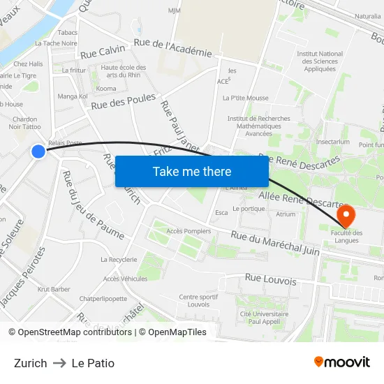 Zurich to Le Patio map