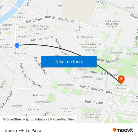 Zurich to Le Patio map