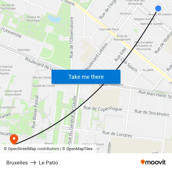 Bruxelles to Le Patio map