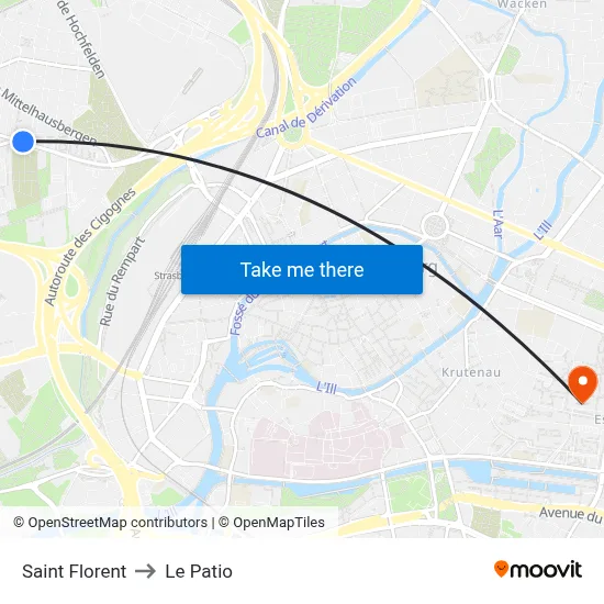 Saint Florent to Le Patio map