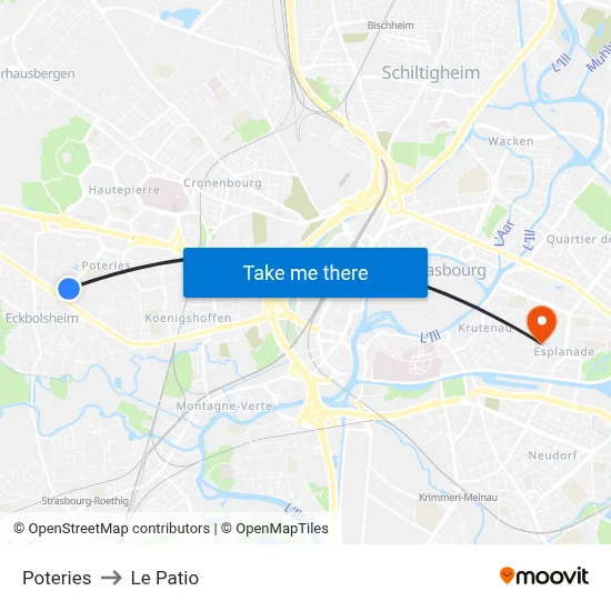 Poteries to Le Patio map