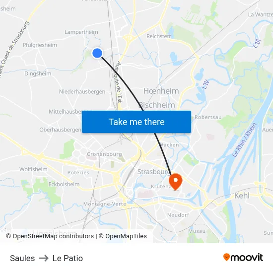 Saules to Le Patio map