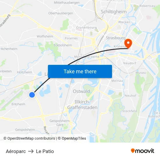 Aéroparc to Le Patio map