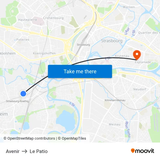 Avenir to Le Patio map