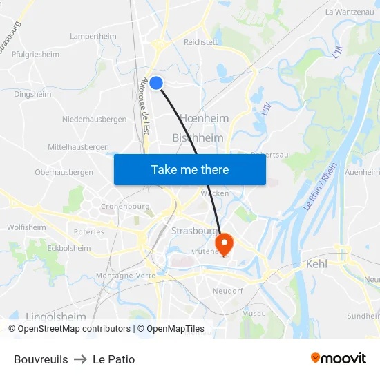 Bouvreuils to Le Patio map