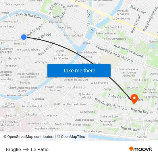 Broglie to Le Patio map