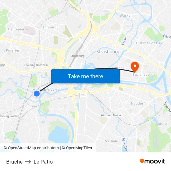 Bruche to Le Patio map