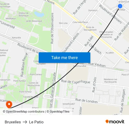 Bruxelles to Le Patio map