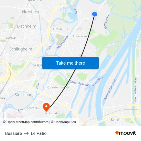 Bussière to Le Patio map