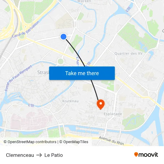 Clemenceau to Le Patio map