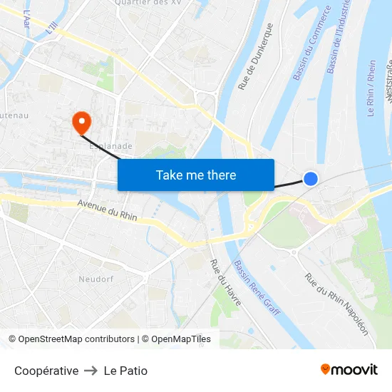 Coopérative to Le Patio map