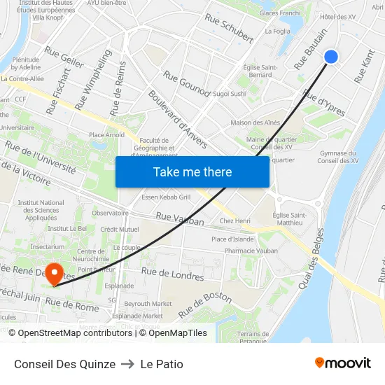 Conseil Des Quinze to Le Patio map