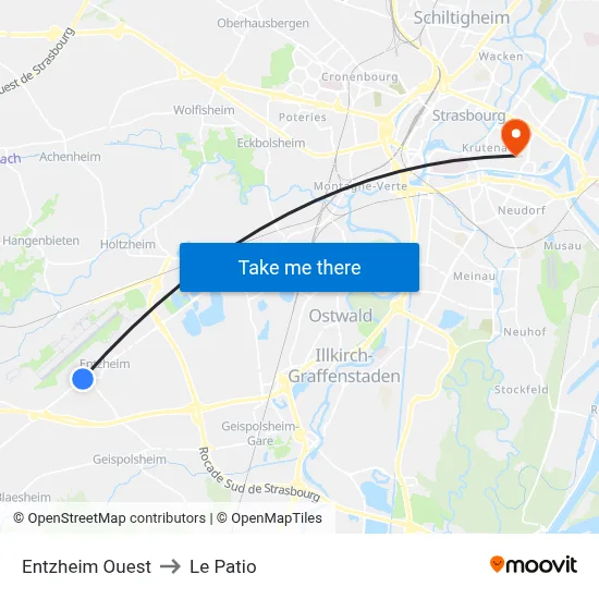 Entzheim Ouest to Le Patio map