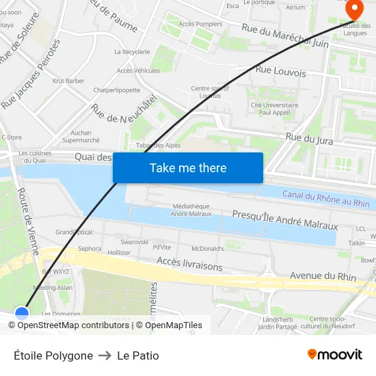 Étoile Polygone to Le Patio map