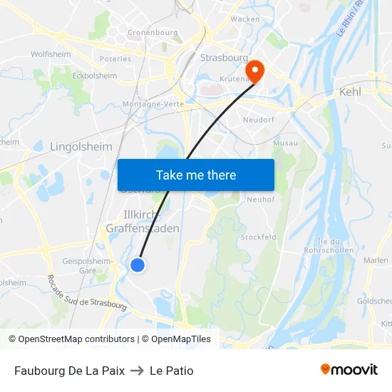 Faubourg De La Paix to Le Patio map