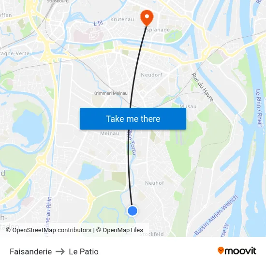 Faisanderie to Le Patio map