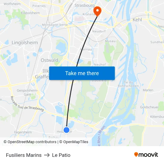 Fusiliers Marins to Le Patio map
