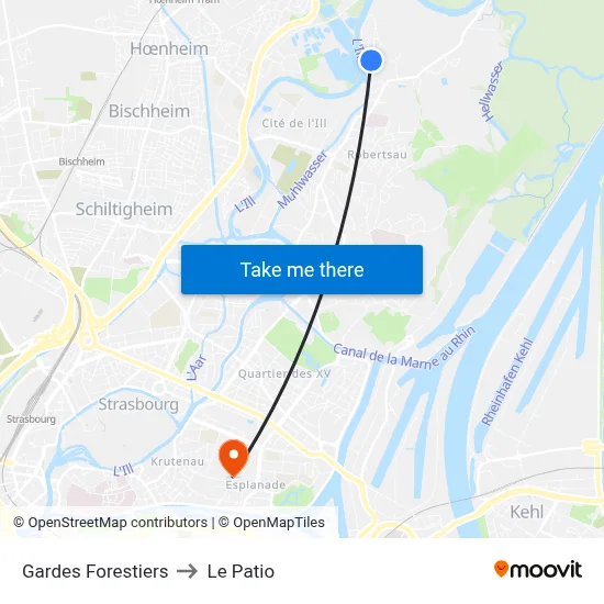 Gardes Forestiers to Le Patio map