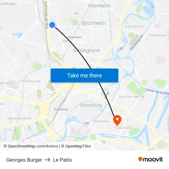Georges Burger to Le Patio map