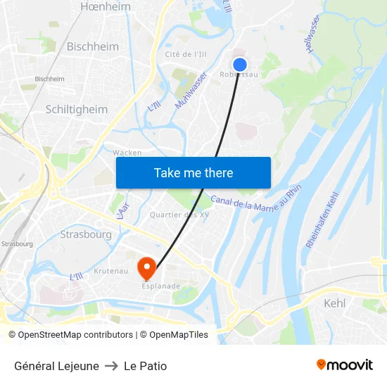 Général Lejeune to Le Patio map