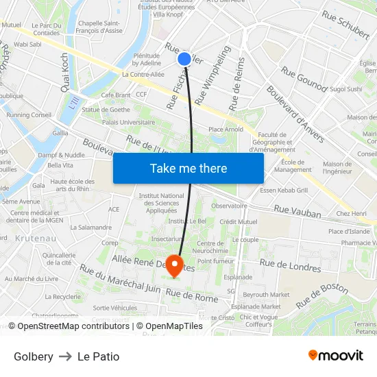 Golbery to Le Patio map
