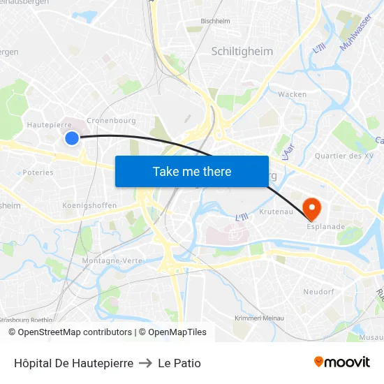 Hôpital De Hautepierre to Le Patio map