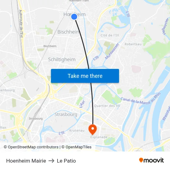 Hoenheim Mairie to Le Patio map