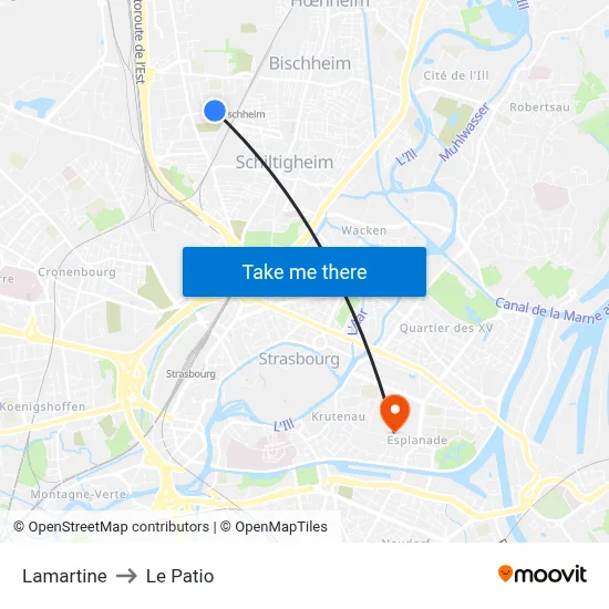 Lamartine to Le Patio map
