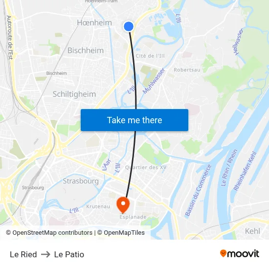 Le Ried to Le Patio map