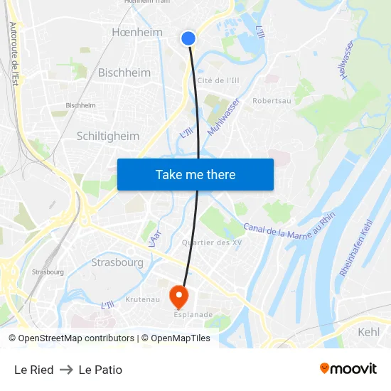 Le Ried to Le Patio map