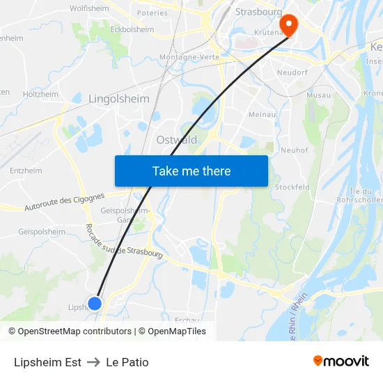 Lipsheim Est to Le Patio map