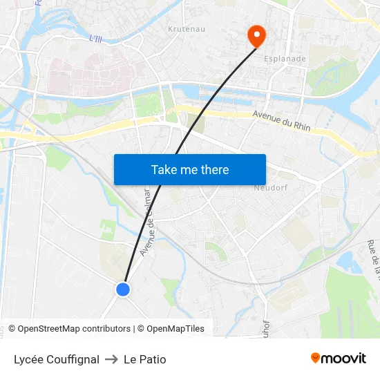 Lycée Couffignal to Le Patio map