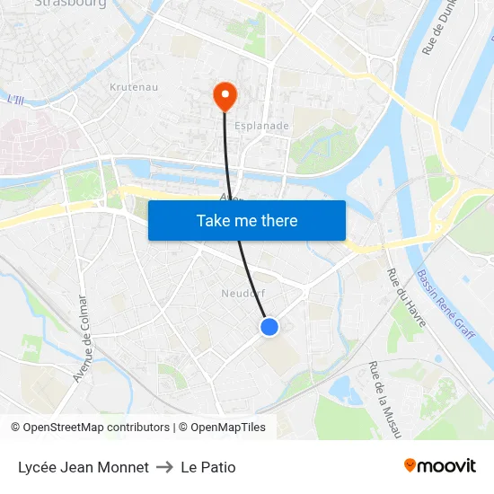 Lycée Jean Monnet to Le Patio map