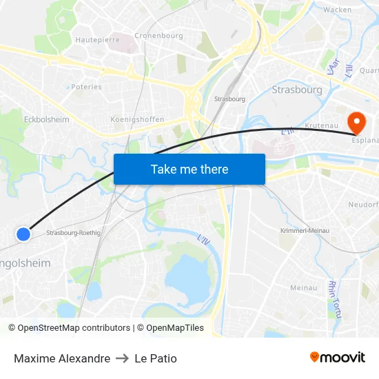 Maxime Alexandre to Le Patio map