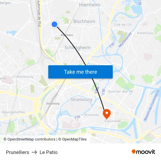 Prunelliers to Le Patio map