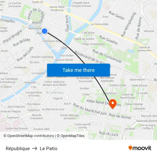 République to Le Patio map