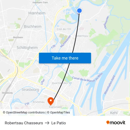 Robertsau Chasseurs to Le Patio map