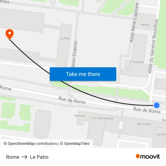 Rome to Le Patio map