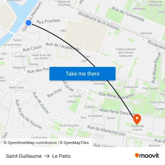 Saint-Guillaume to Le Patio map