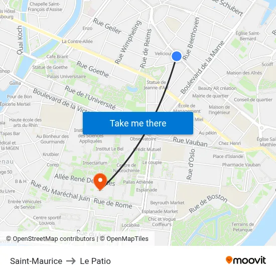 Saint-Maurice to Le Patio map
